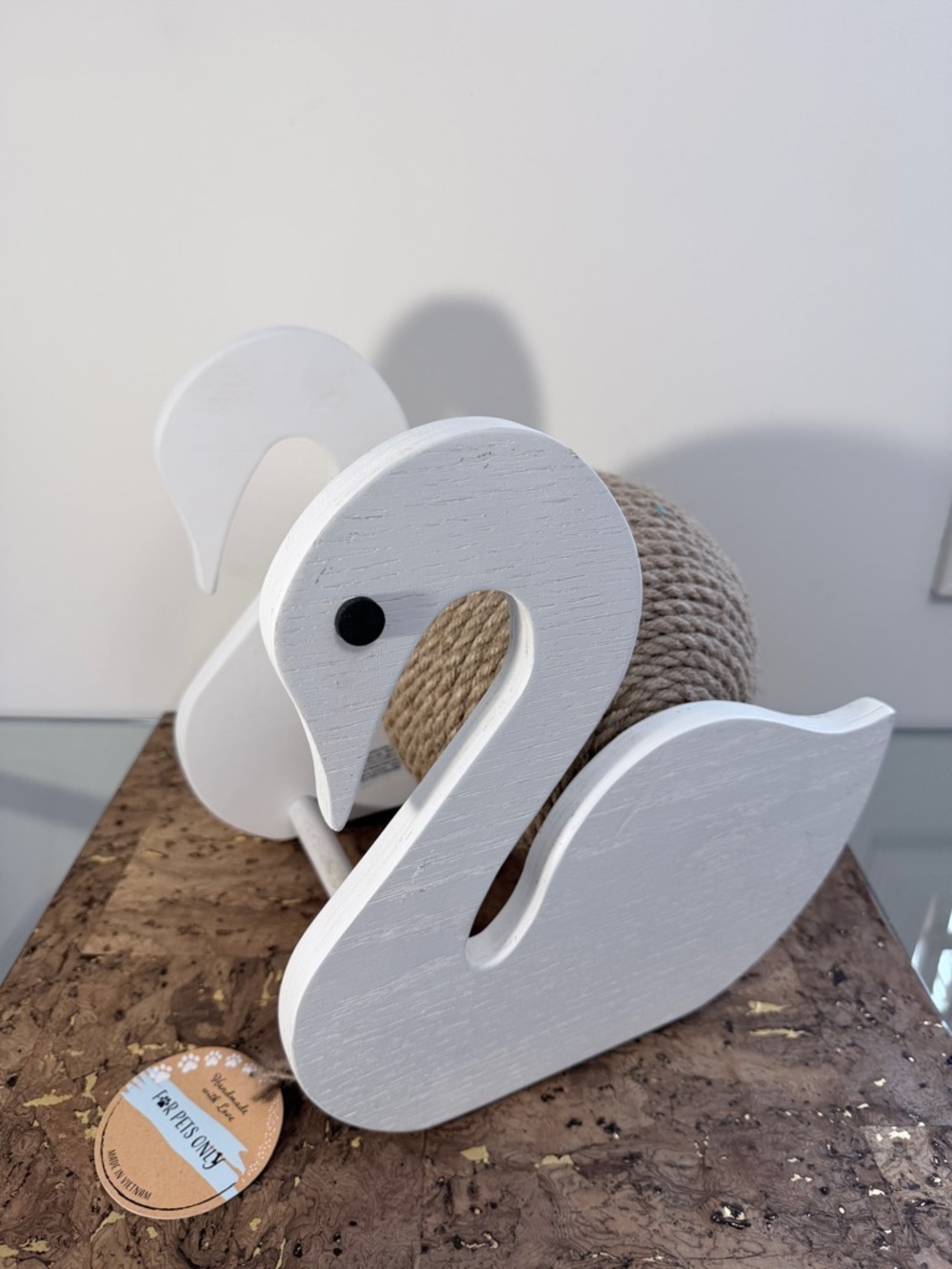 White Swan Rope Cat Scratcher - Decorative Kitty Scratching Post